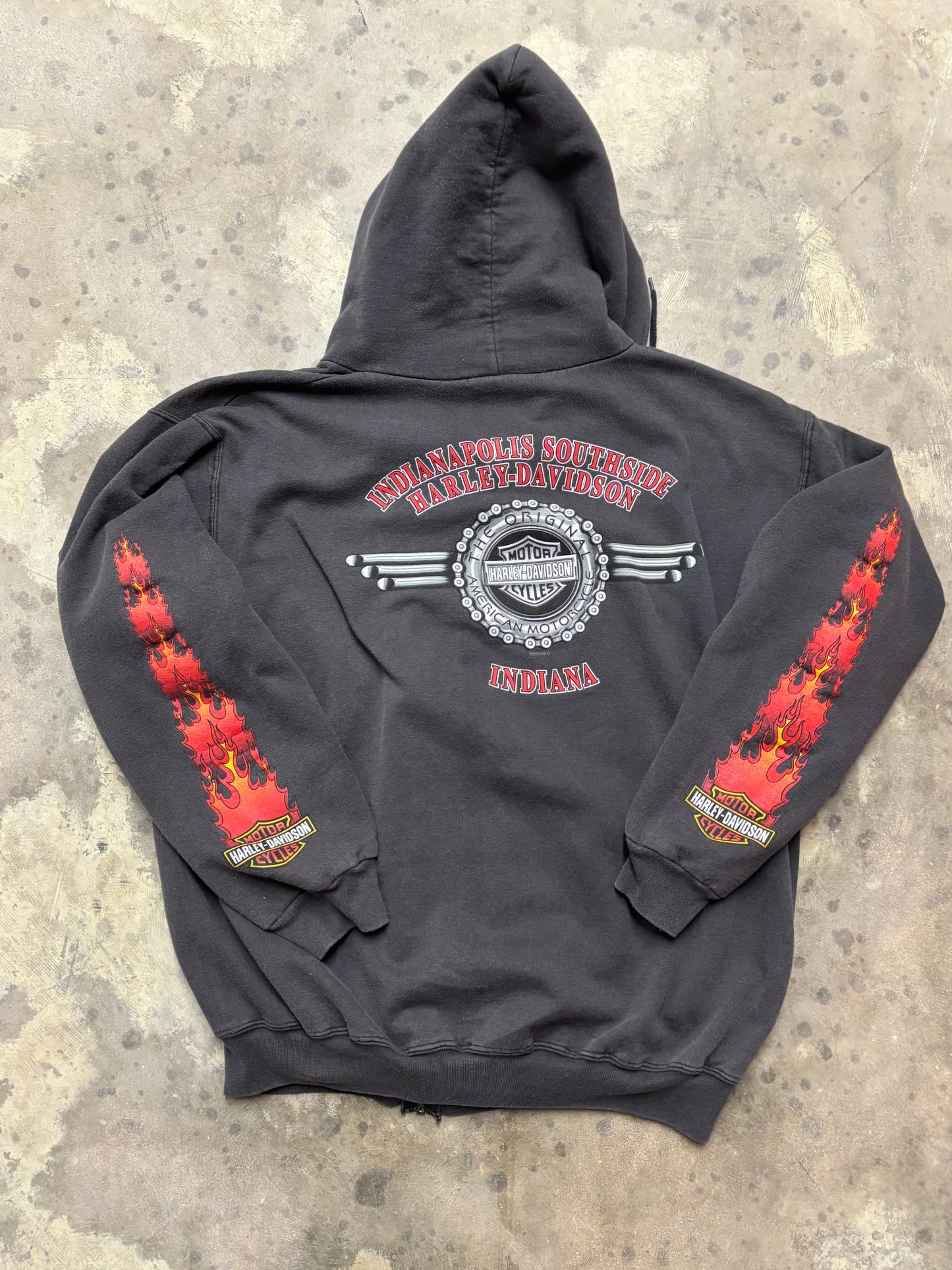 Vintage Harley Davidson flame zip up hoodie size xl