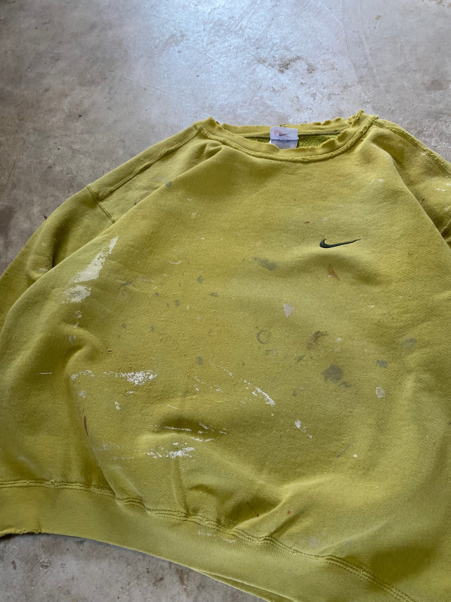 Vintage Thrashed Paint Splattered Nike Earth Tone Sweatshirt Size Large