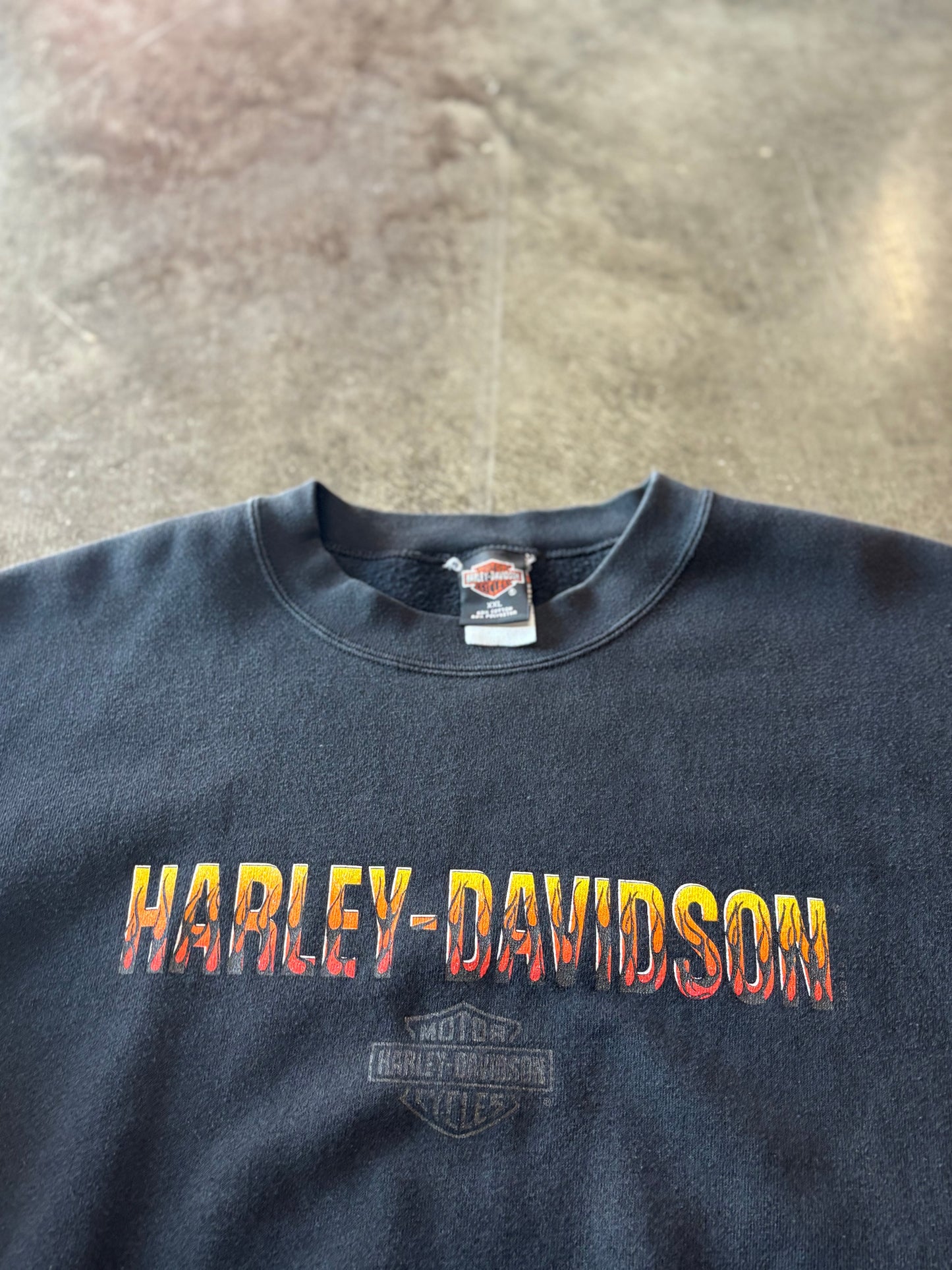 Vintage Harley Davidson black flame crewneck size XXL