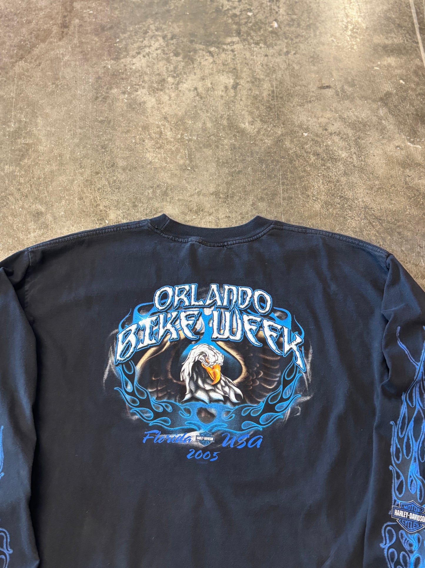 Vintage Harley Davidson Blue Flame long sleeve size extra large
