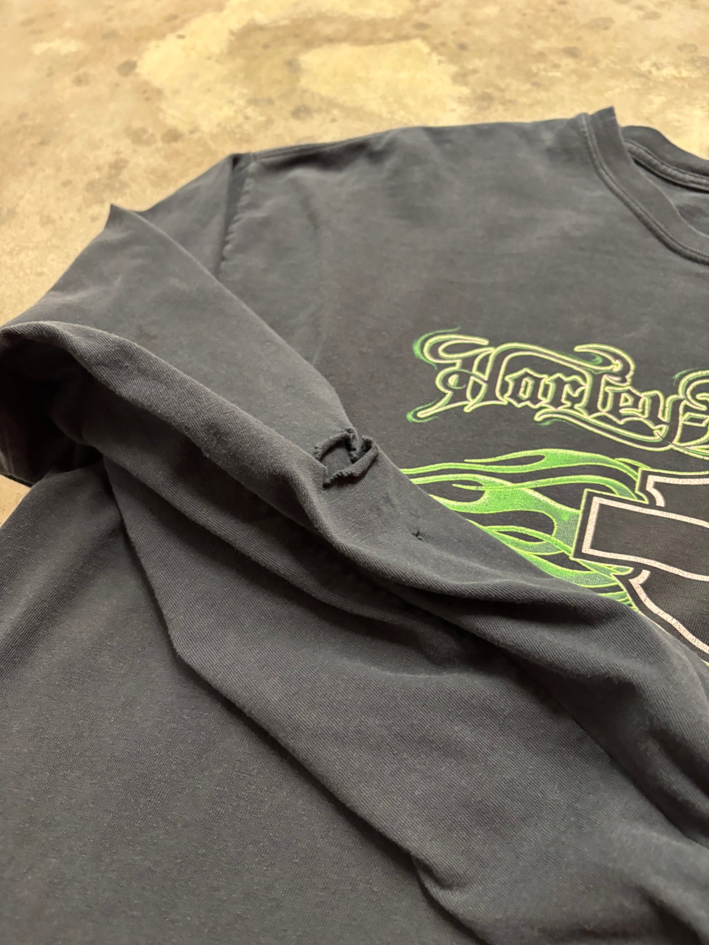 Vintage Harley Davidson Green Flame shirt size XL