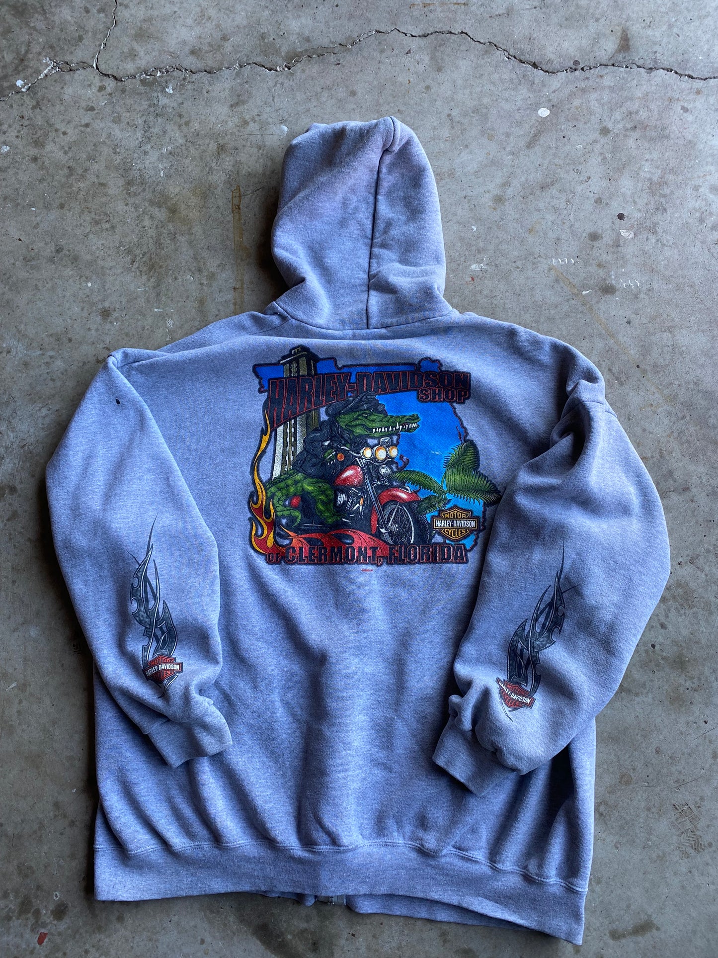 Vintage Harley Davidson Grey Zip Up Hoodie size XXXL