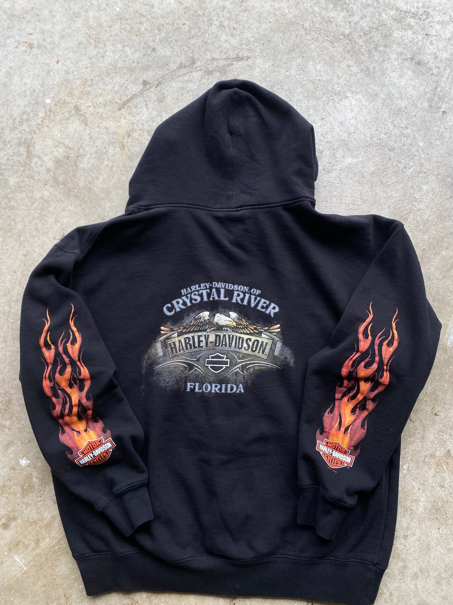 Harley Davidson flaming skull zip up hoodie size extra large