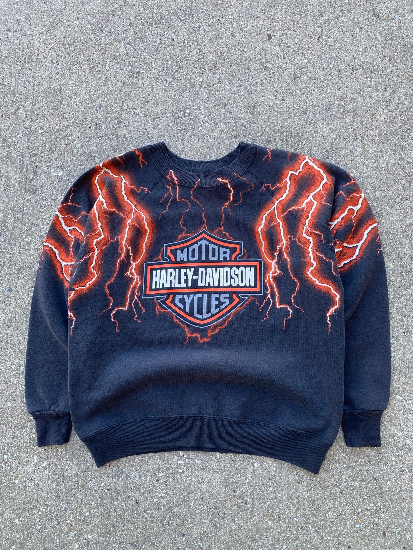 Vintage Harley Davidson lightning AOP sweatshirt size medium