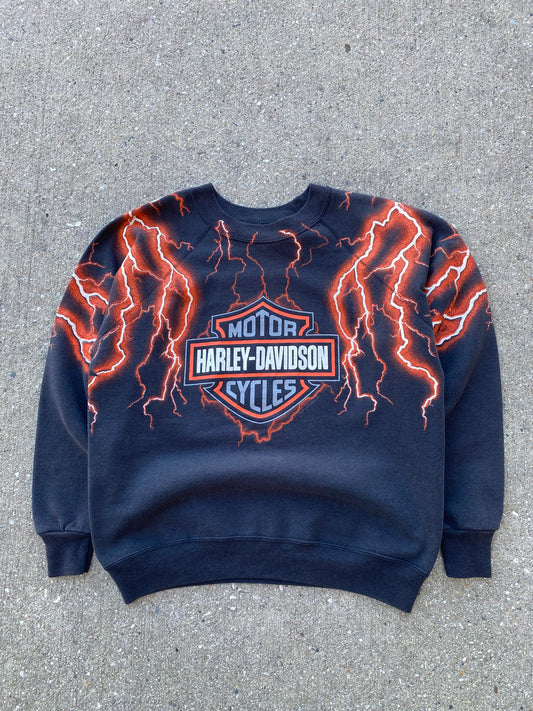 Vintage Harley Davidson lightning AOP sweatshirt size medium