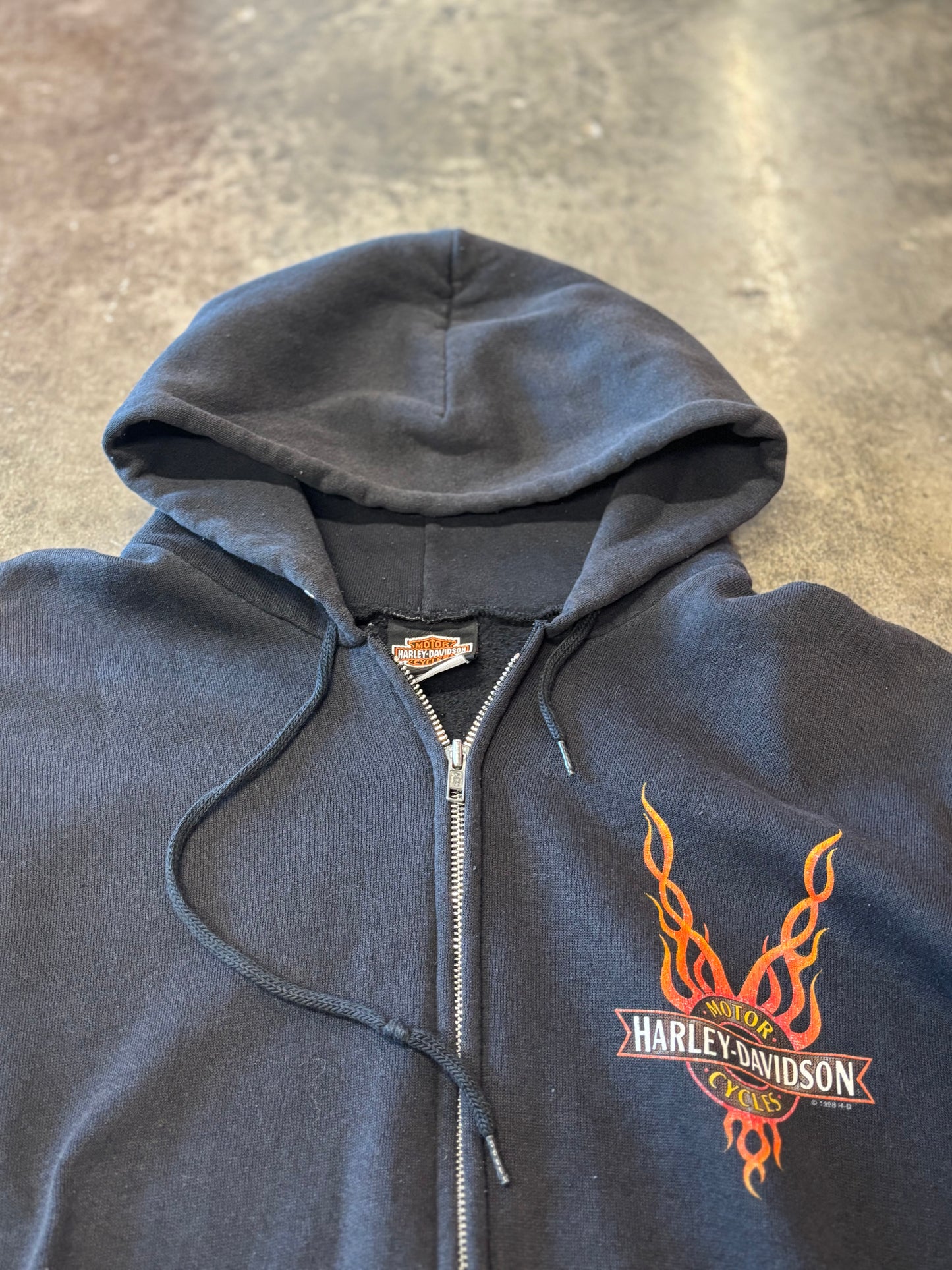 Vintage Harley Davidson Flame zip up size xl