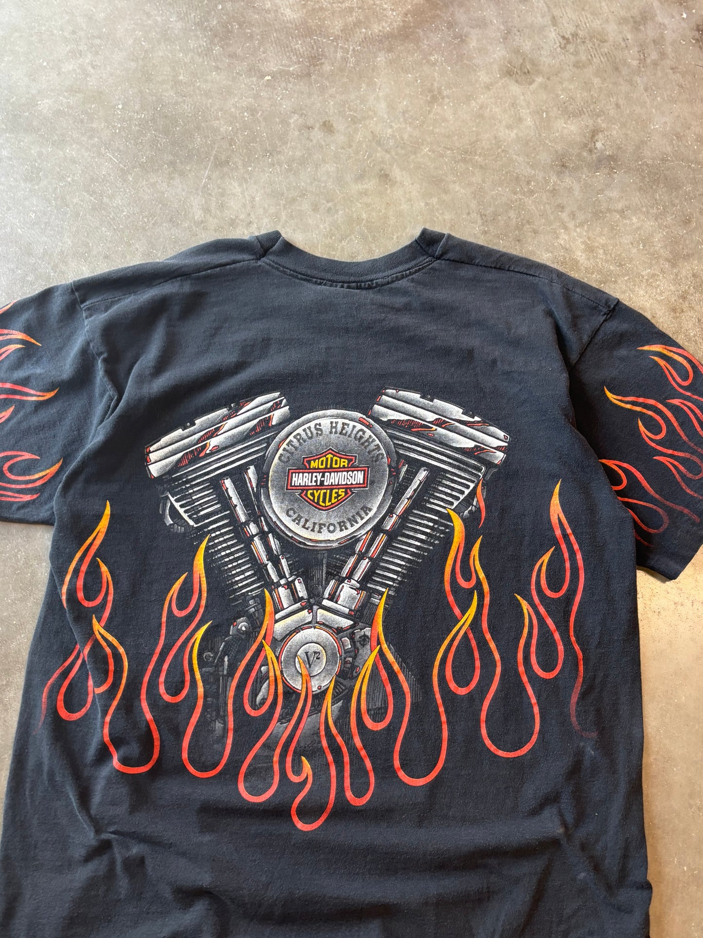 Vintage Harley Flame AOP shirt size XL