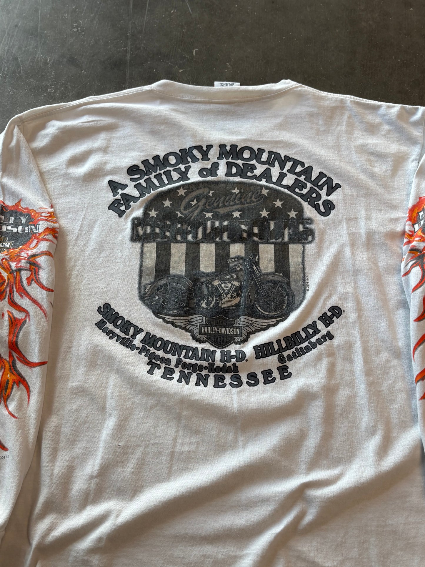 Vintage Harley Davidson white flame long sleeve size xl