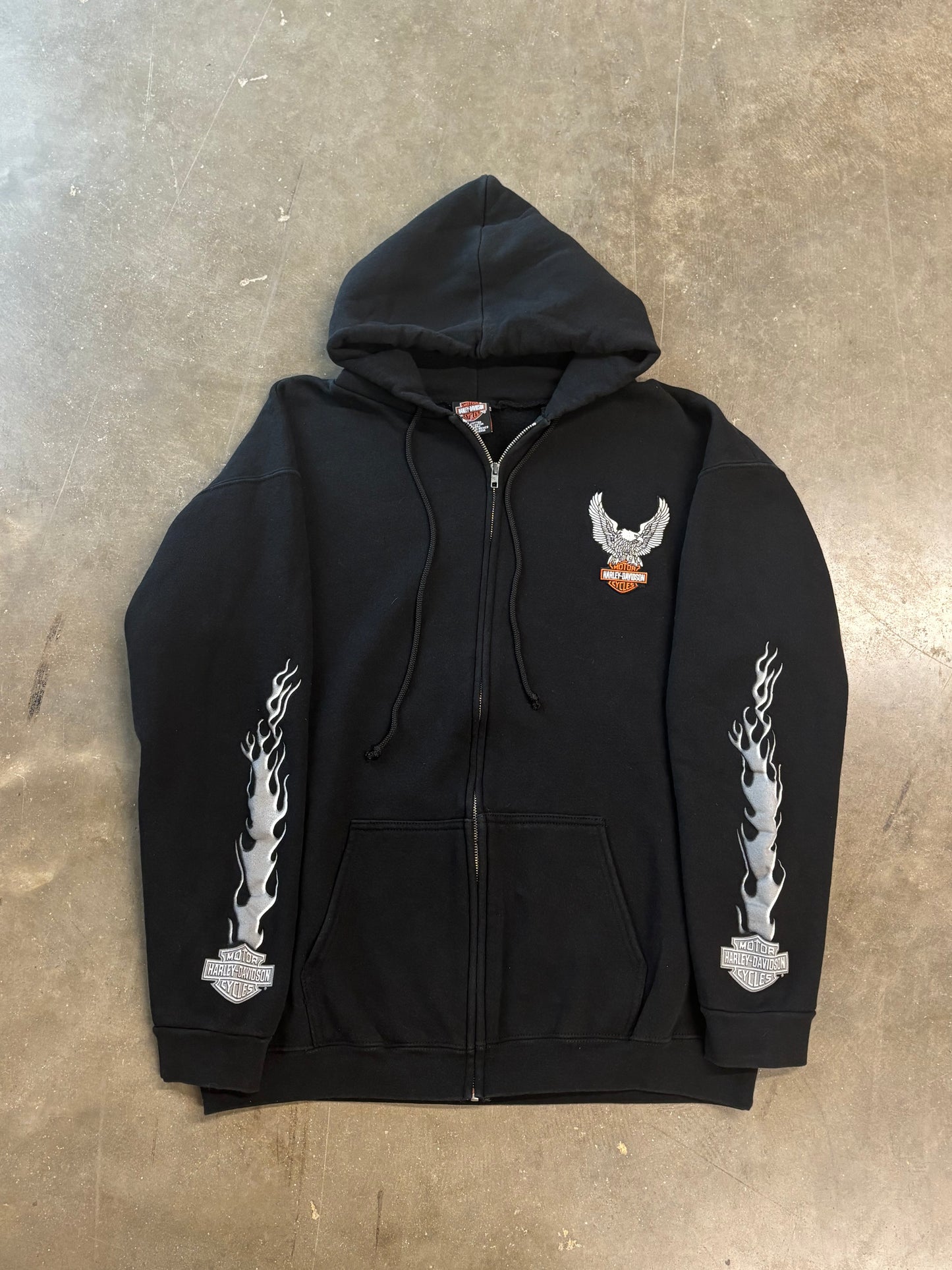Vintage Harley Davidson chrome flame zip up hoodie size xl