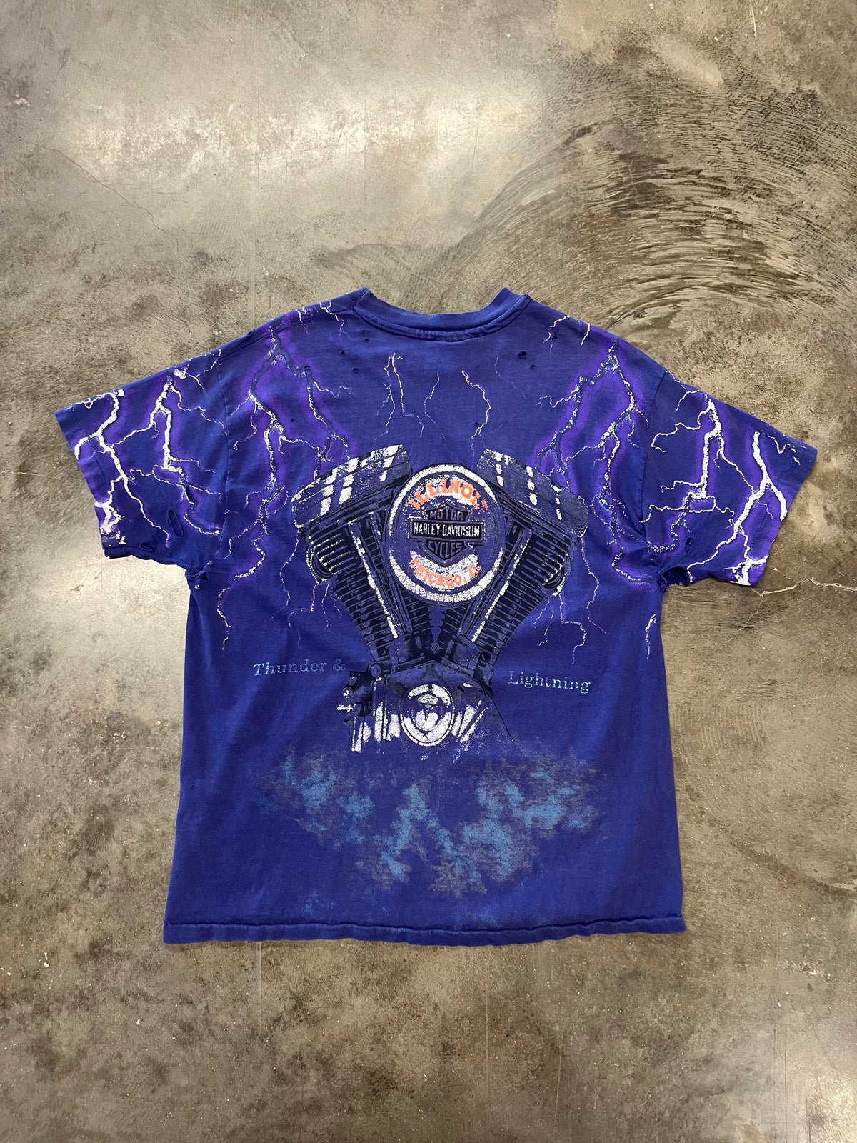 Vintage Harley Davidson Thrashed Purple Lightning shirt size large