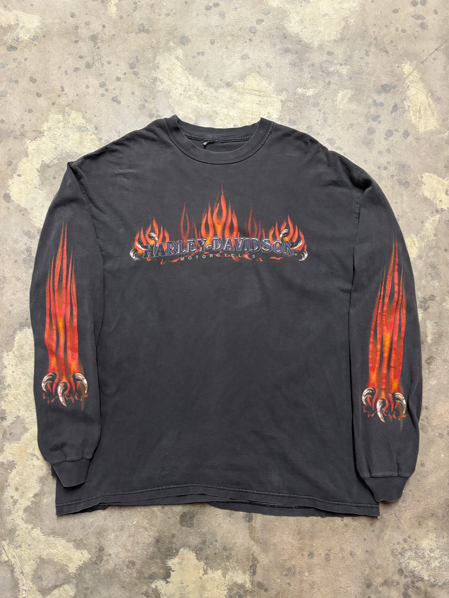 Vintage Harley Davidson fire sleeves faded long sleeve shirt size XL