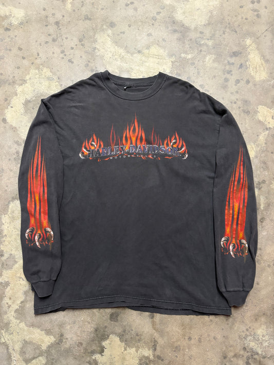Vintage Harley Davidson fire sleeves faded long sleeve shirt size XL