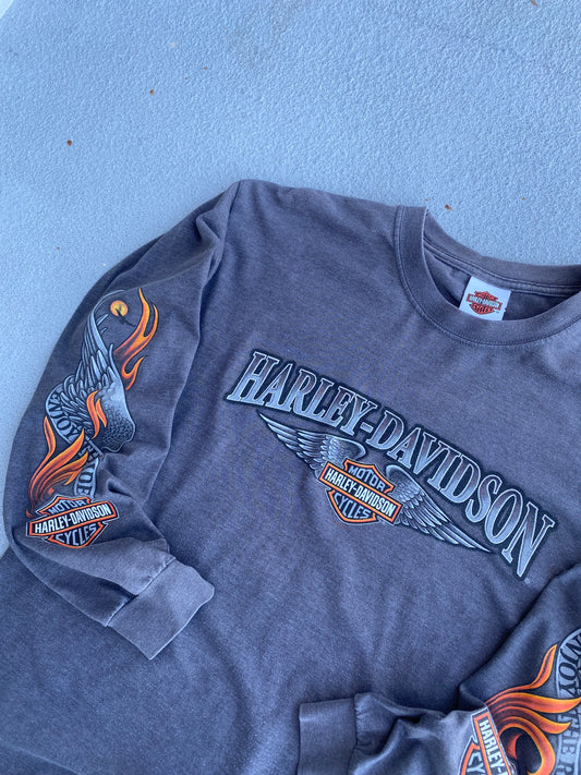 Harley Davidson Eagle Flames Long Sleeve size large