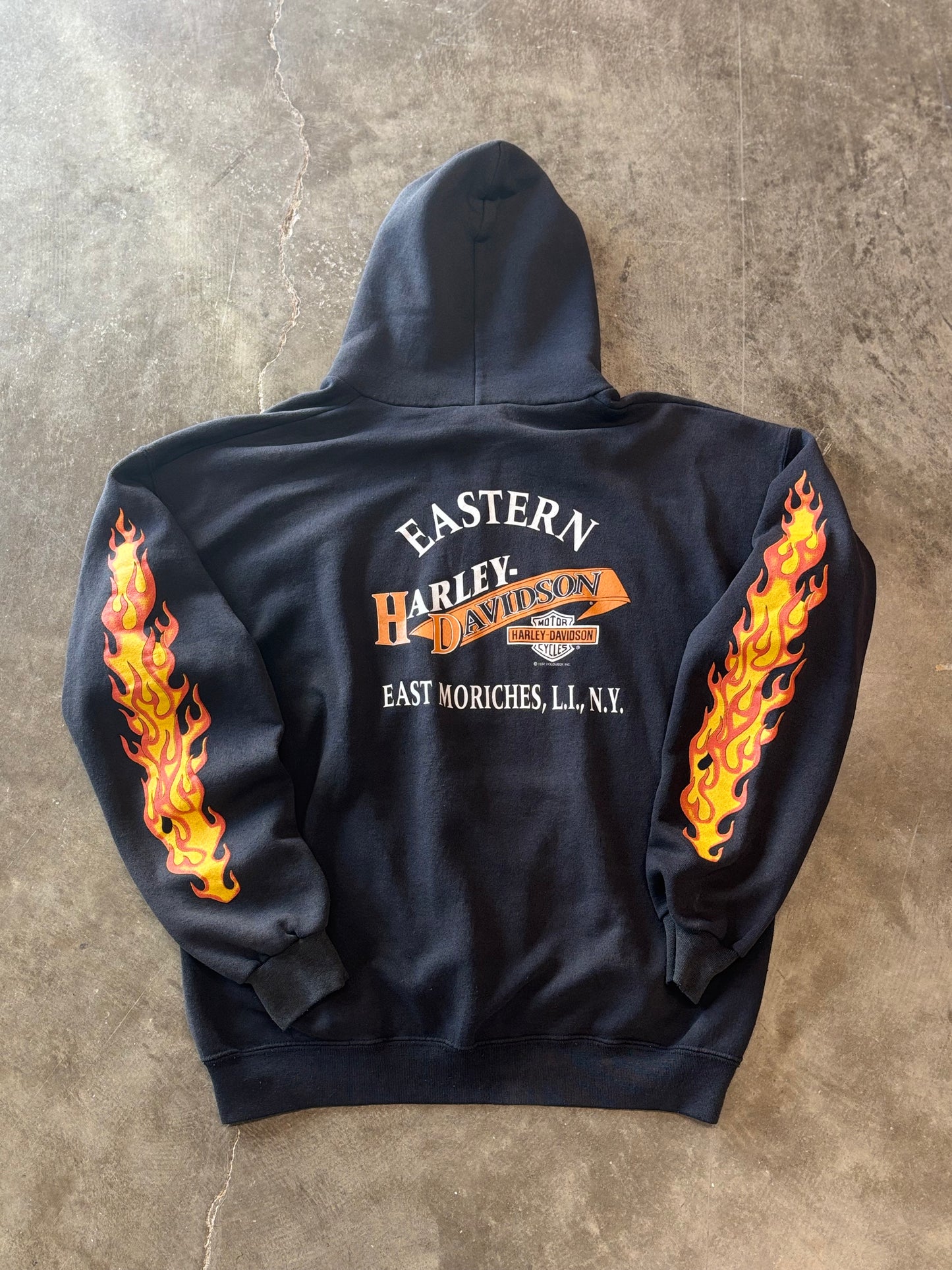 Vintage Harley Davidson flame inferno zip up size extra large