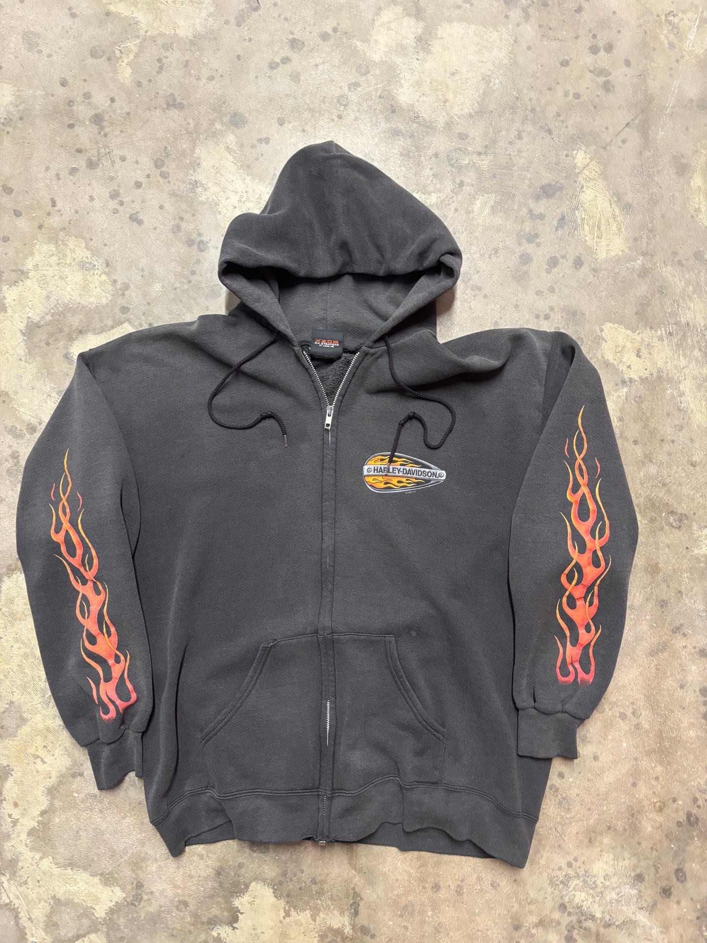 Vintage Harley Davidson Flame zip up size xl