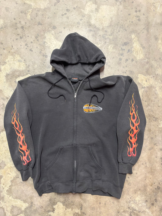 Vintage Harley Davidson Flame zip up size xl