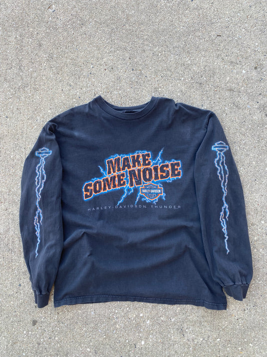 Vintage Harley Davidson make some noise lightning long sleeve shirt size extra large