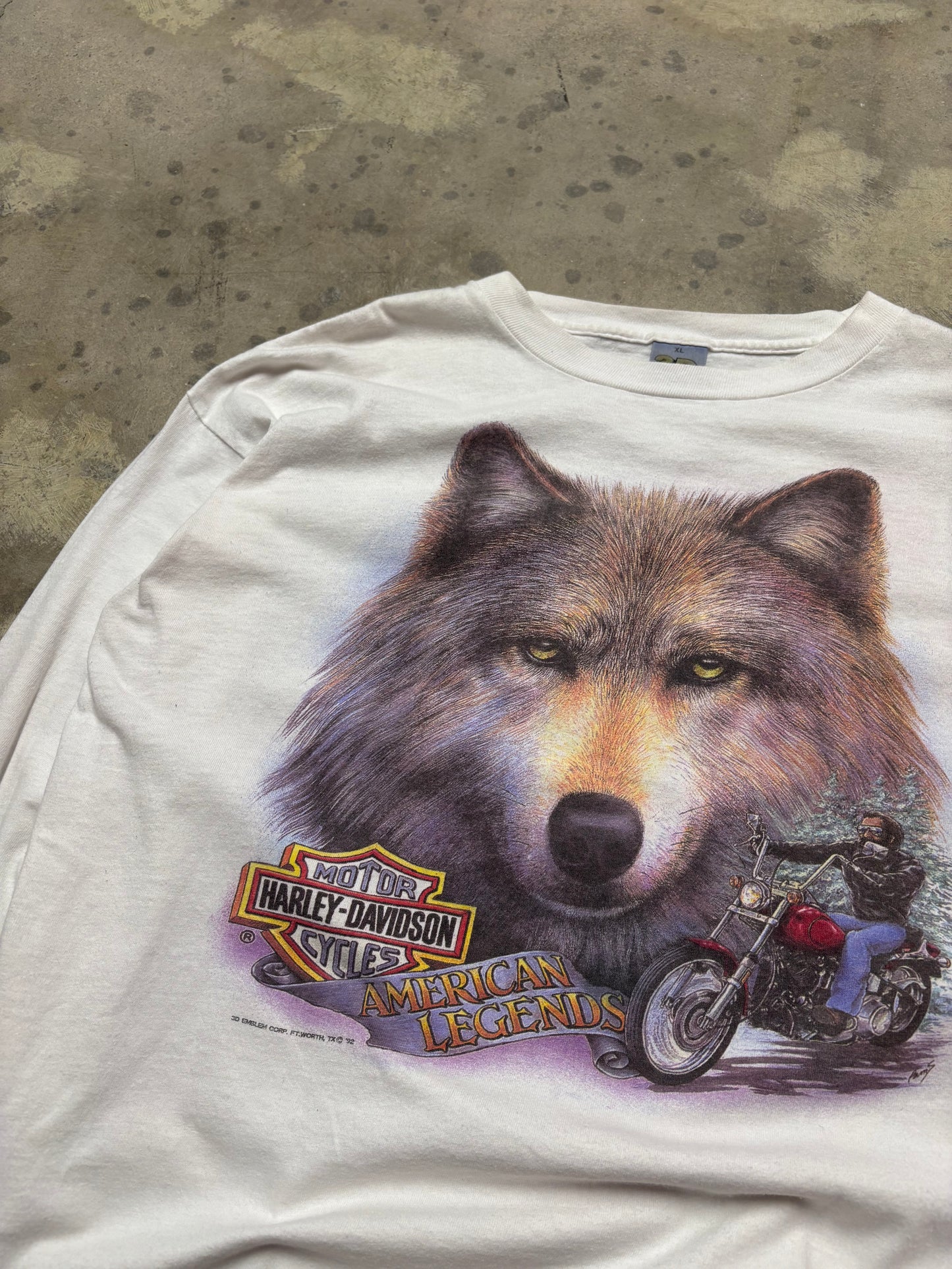 Vintage Harley Davidson Wolf 3d emblem long sleeve shirt size xl