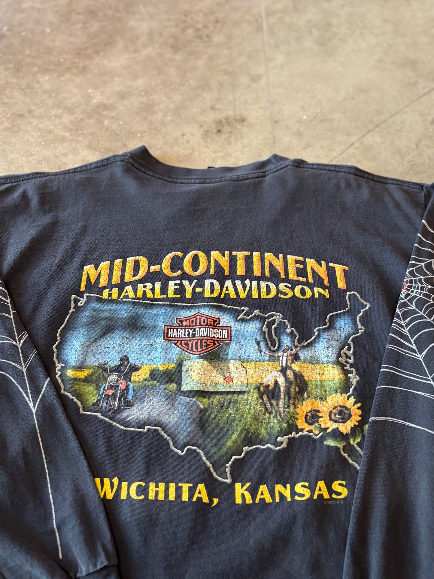 Vintage Harley Davidson Spider Web long sleeve size large