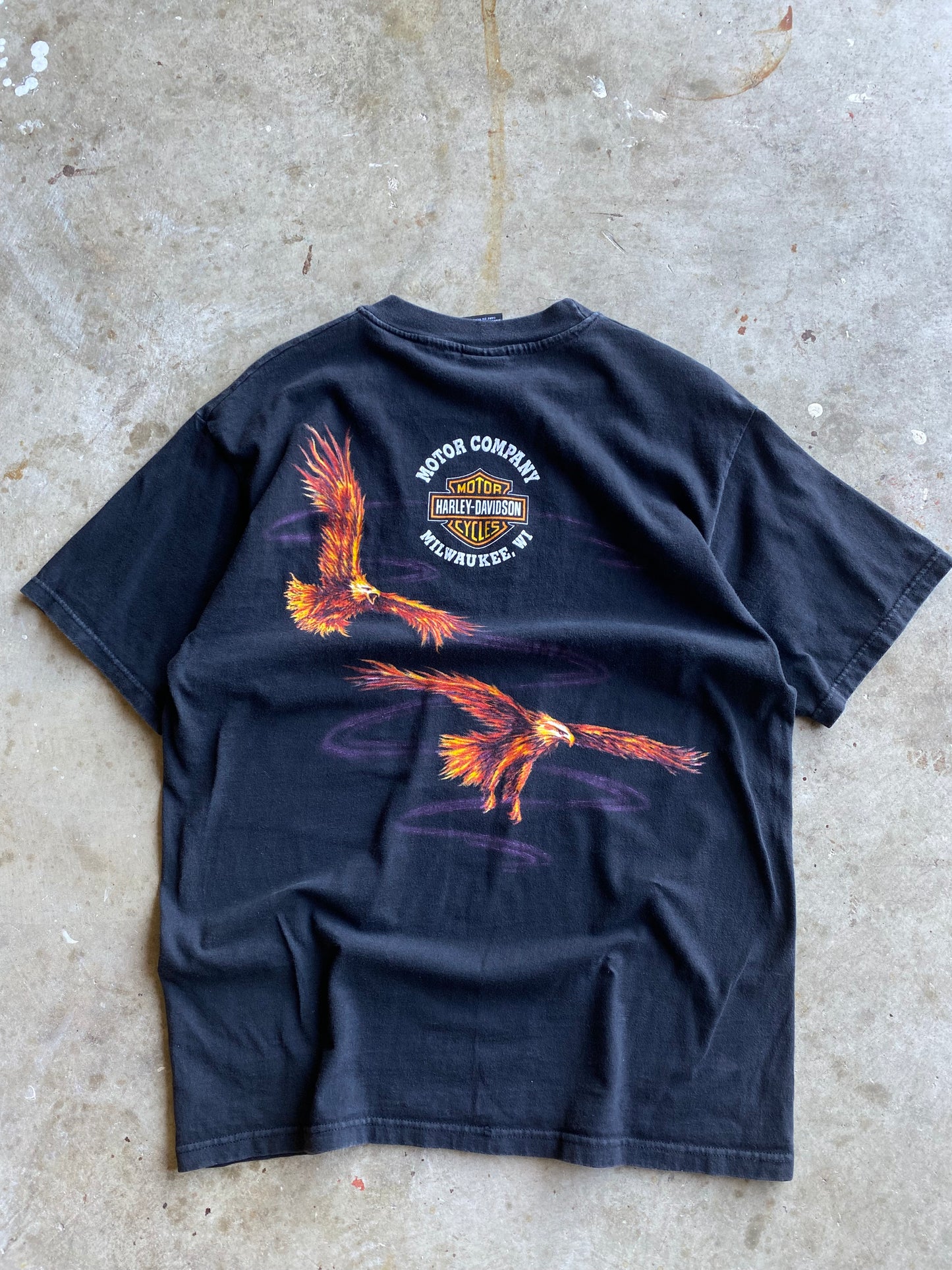 Vintage Harley Davidson Flaming Eagle AOP Size Large