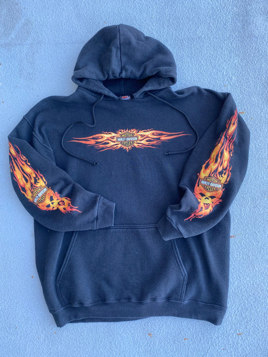 Vintage Harley flame hoodie size large
