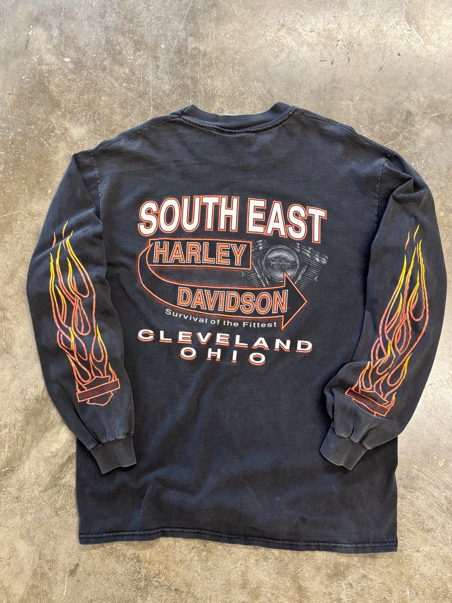 Vintage Harley Davidson String flame long sleeve size large