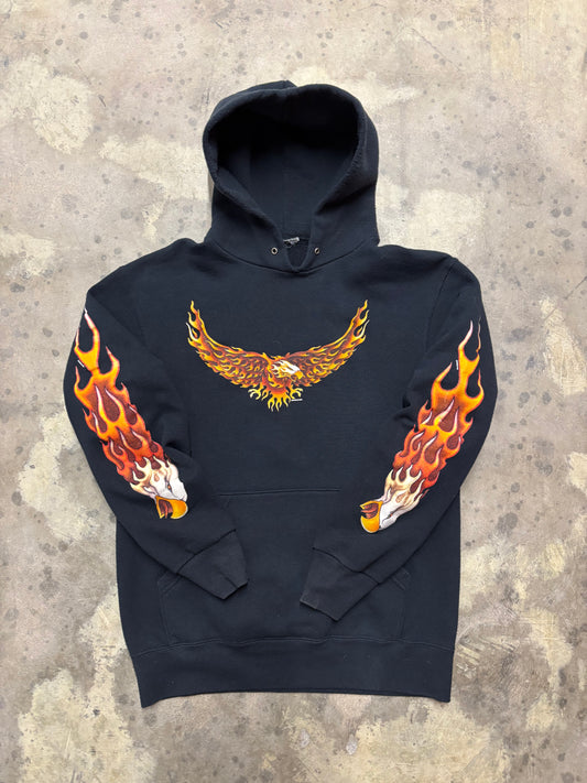 Vintage Budget Flame Eagle Hoodie size large