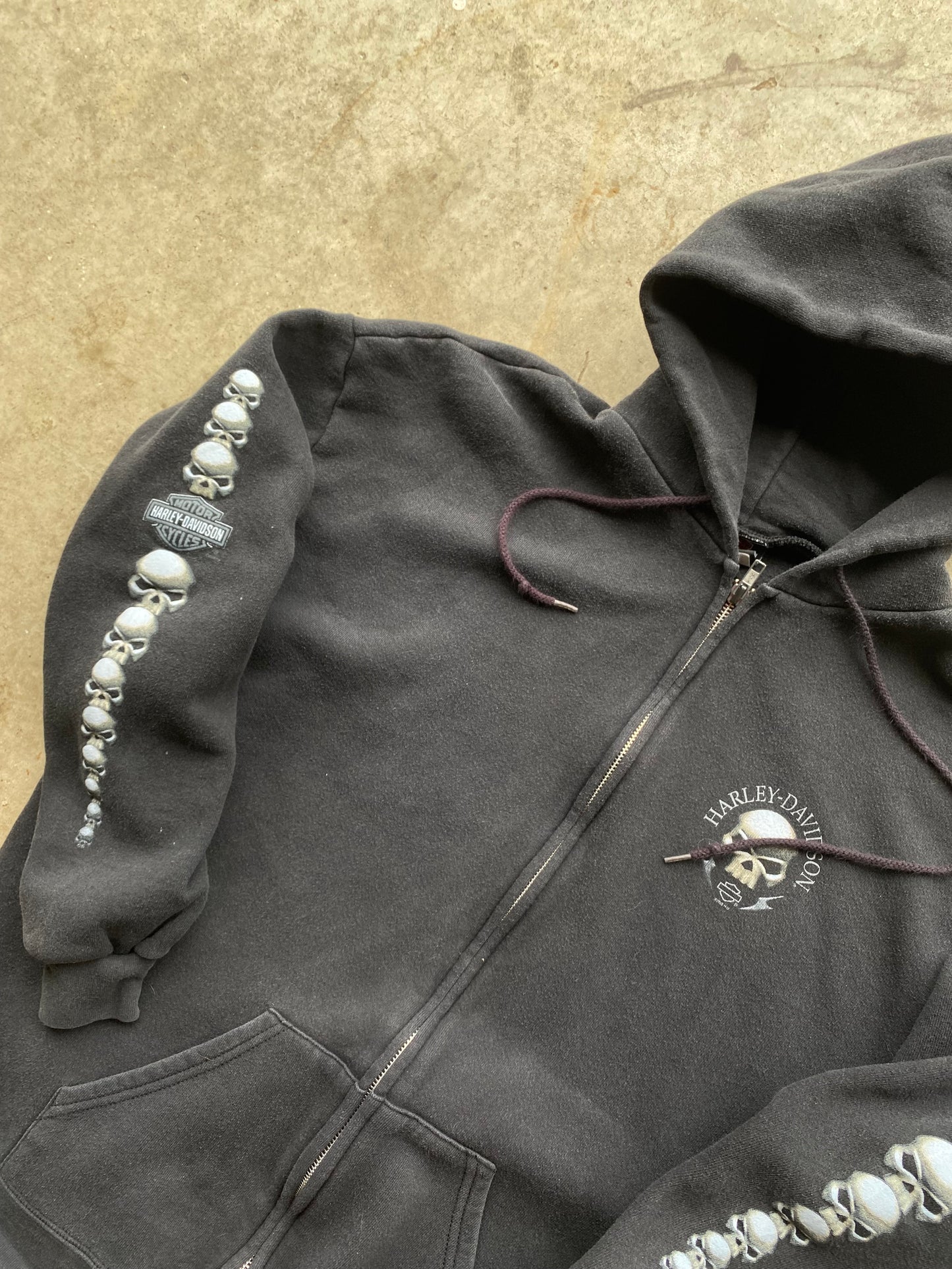 Vintage Harley Davidson Skull pile zip up hoodie size extra large