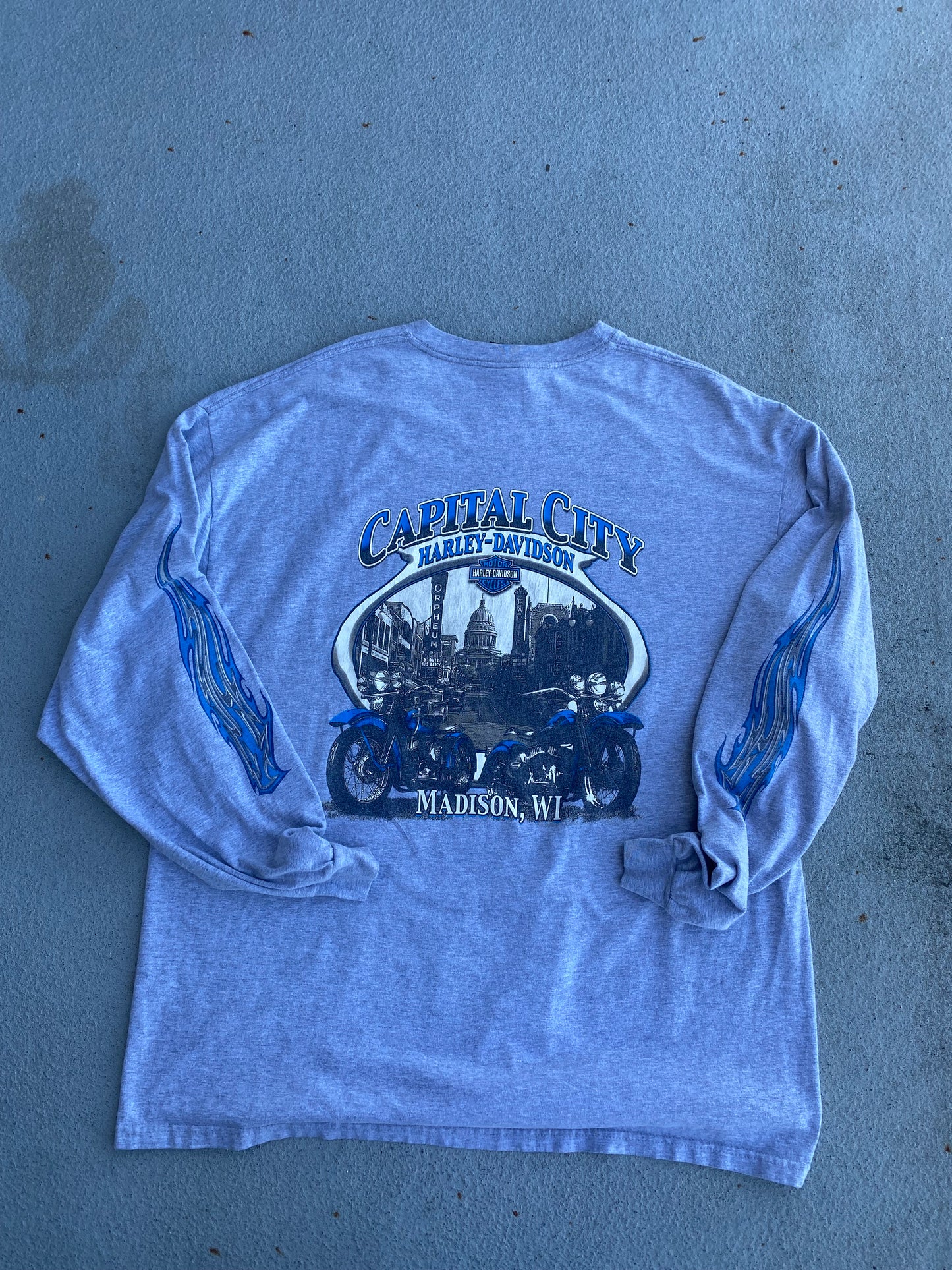 Vintage Harley Blue Flame long sleeve size 2xl