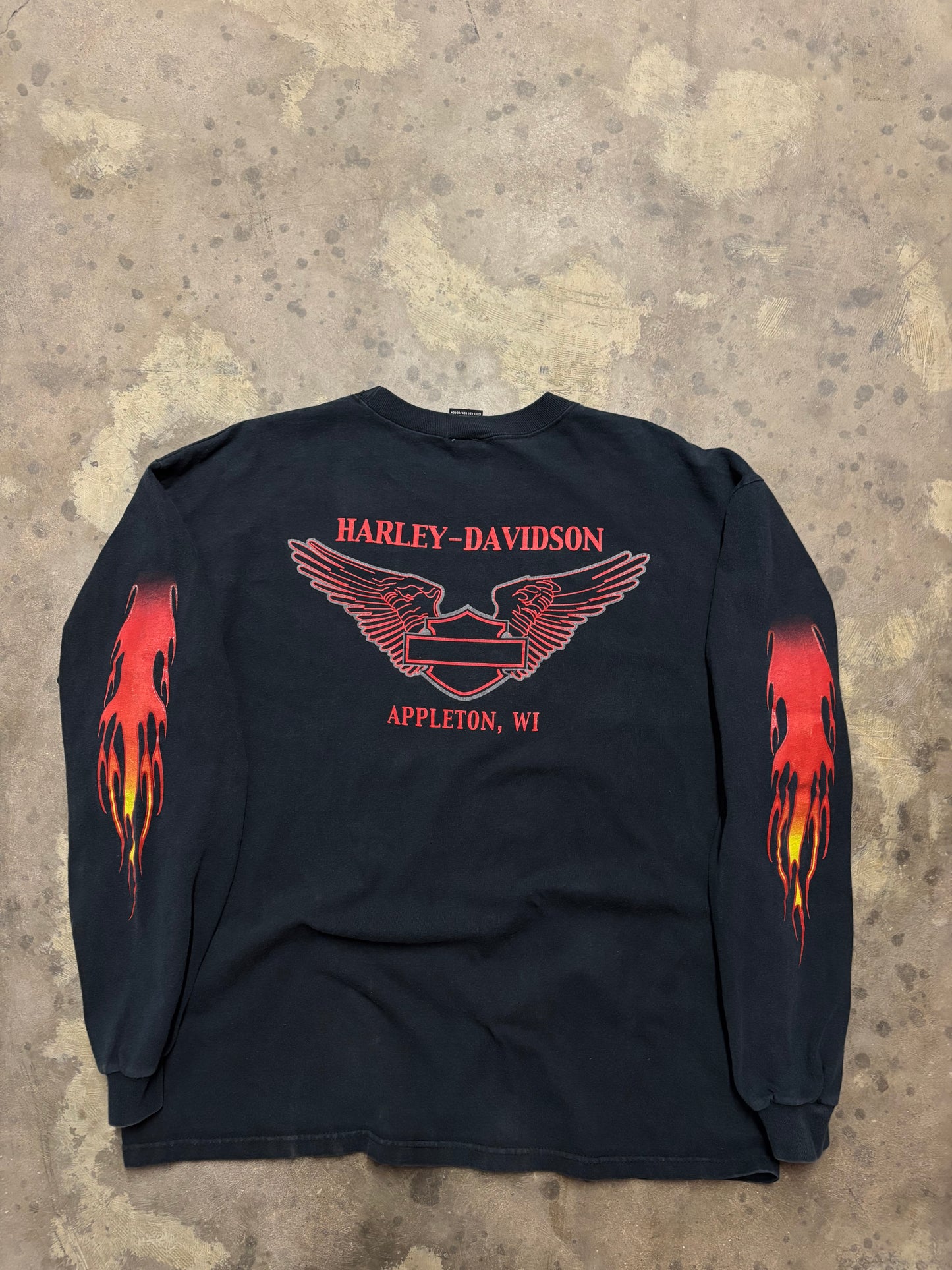 Vintage Harley Davidson red flame longsleeve shirt size XL