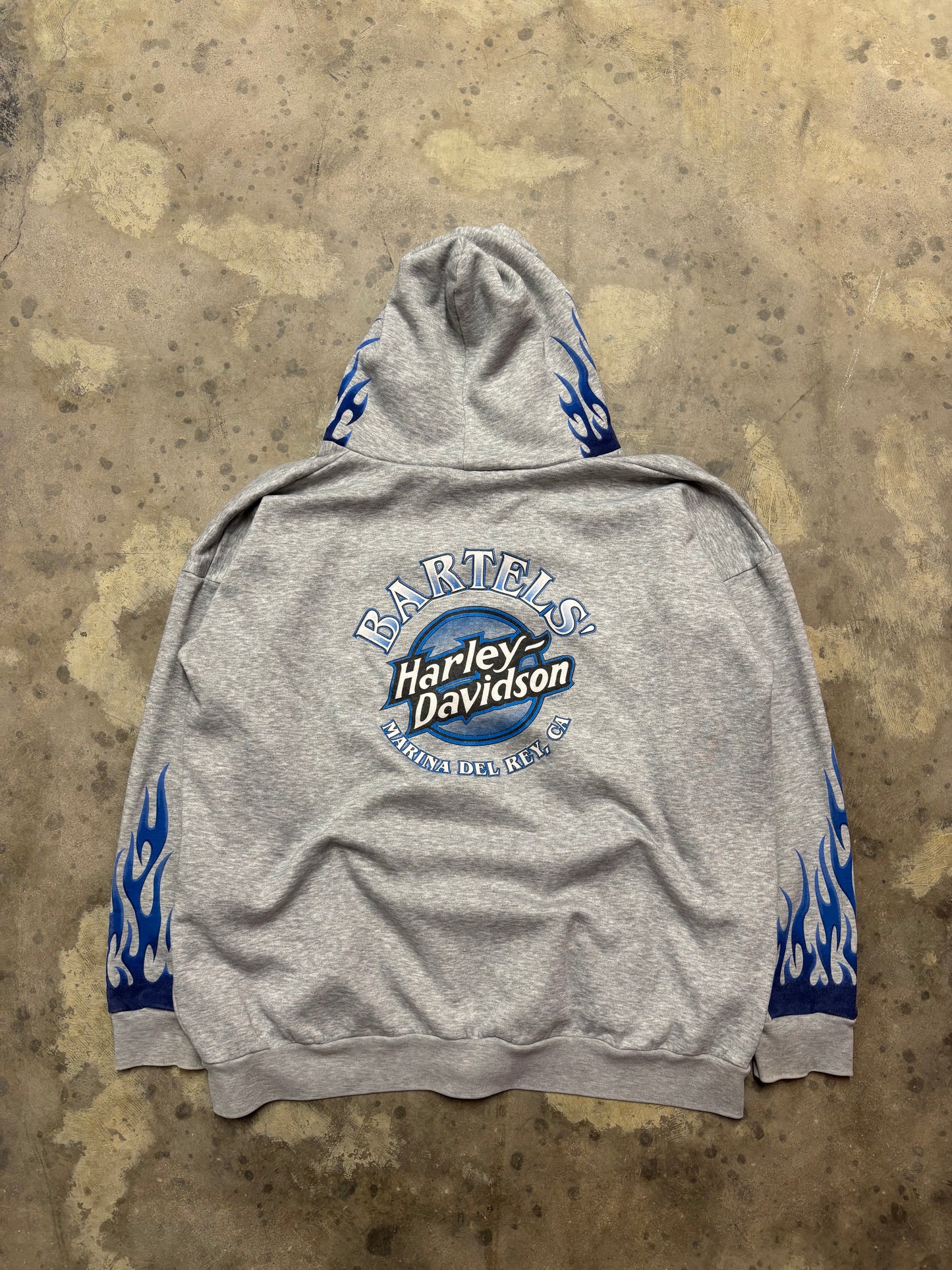 Vintage Harley Davidson Blue Flame zip up hoodie size XXXL