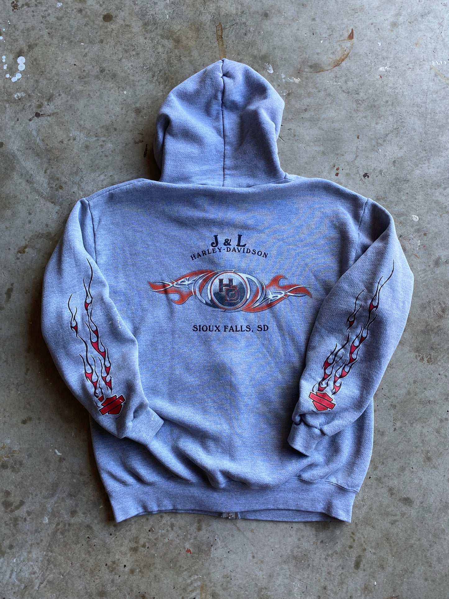 Vintage Harley Davidson Grey Zip Up Hoodie Size large