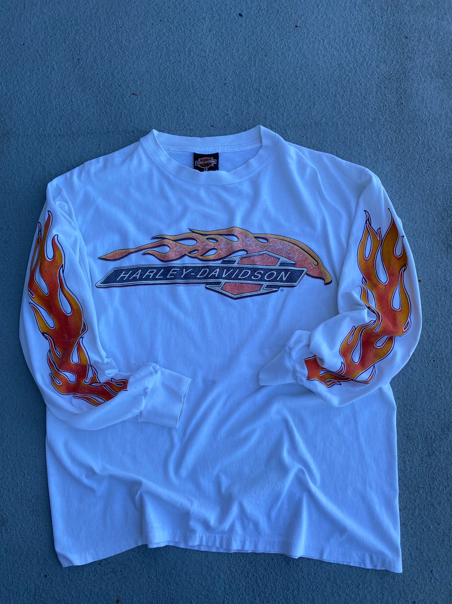 Vintage 1992 Harley long sleeve orange flames size large