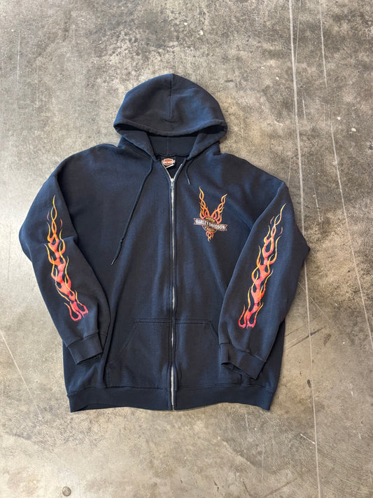 Vintage Harley Davidson Flame zip up size xl