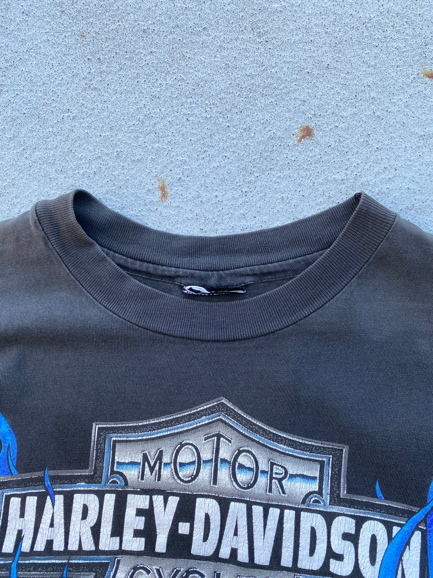 Vintage Harley Blue Flame shirt size large