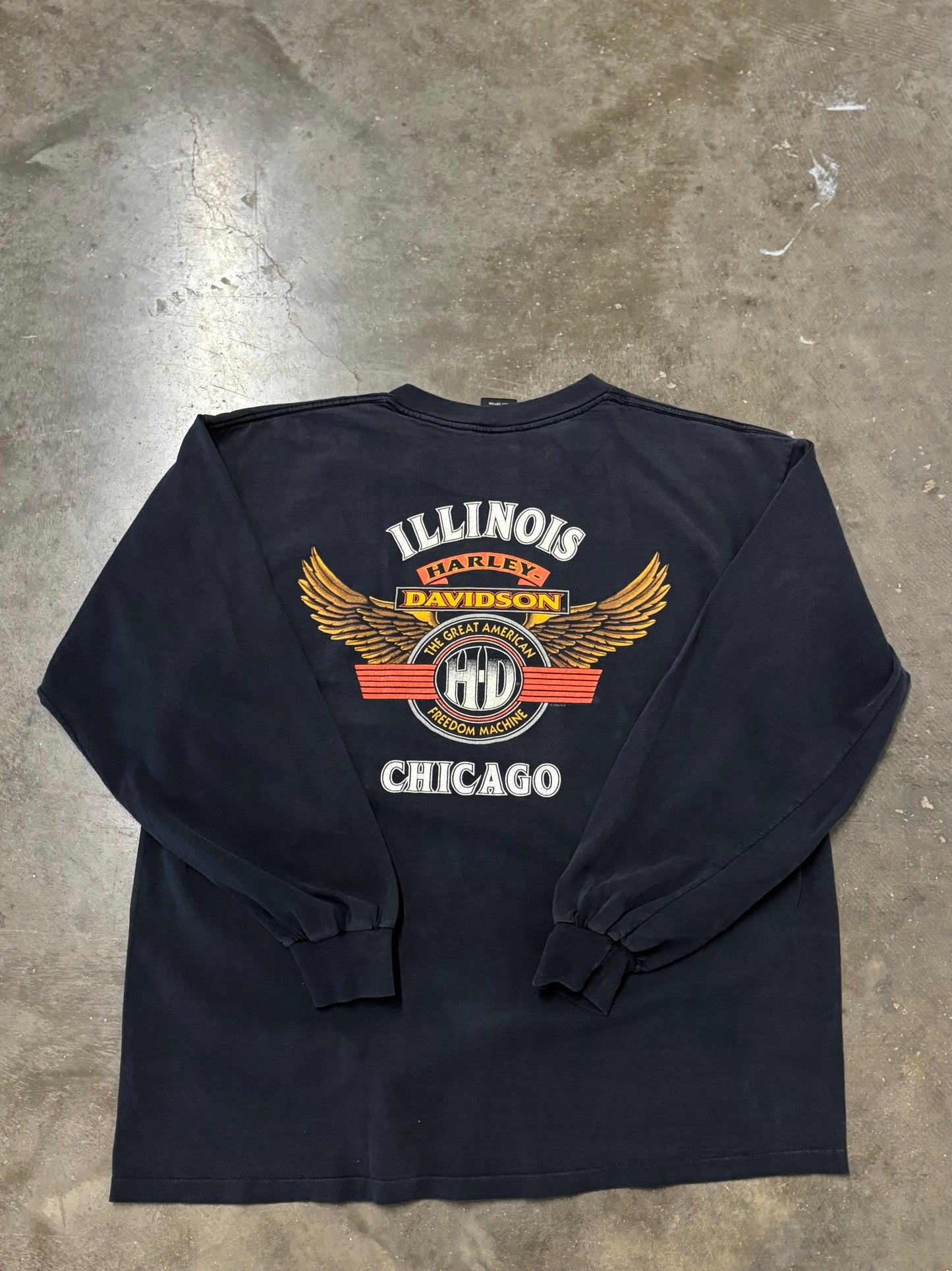Vintage Harley Davidson Chrome Shield long sleeve size XL