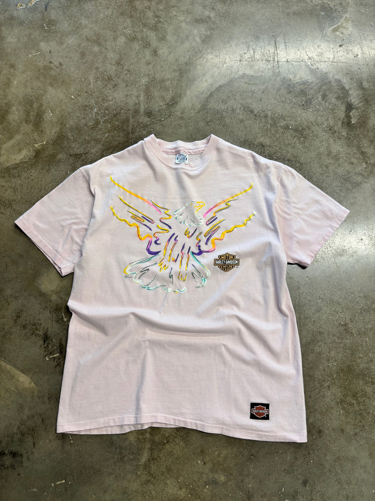 Vintage Harley Davidson Pink Blank neon eagle shirt size large