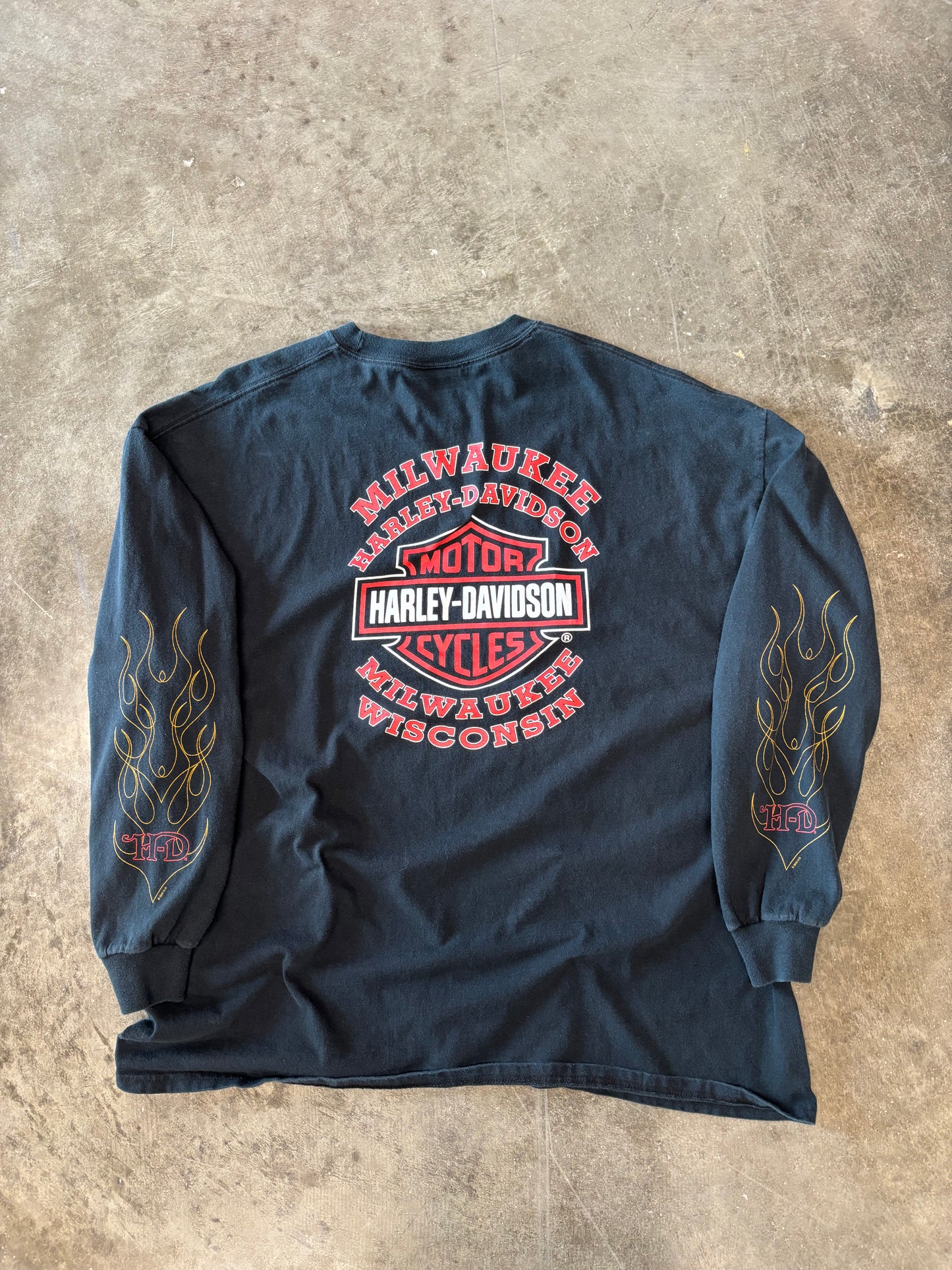 Vintage Harley Davidson string flame long sleeve size xxl