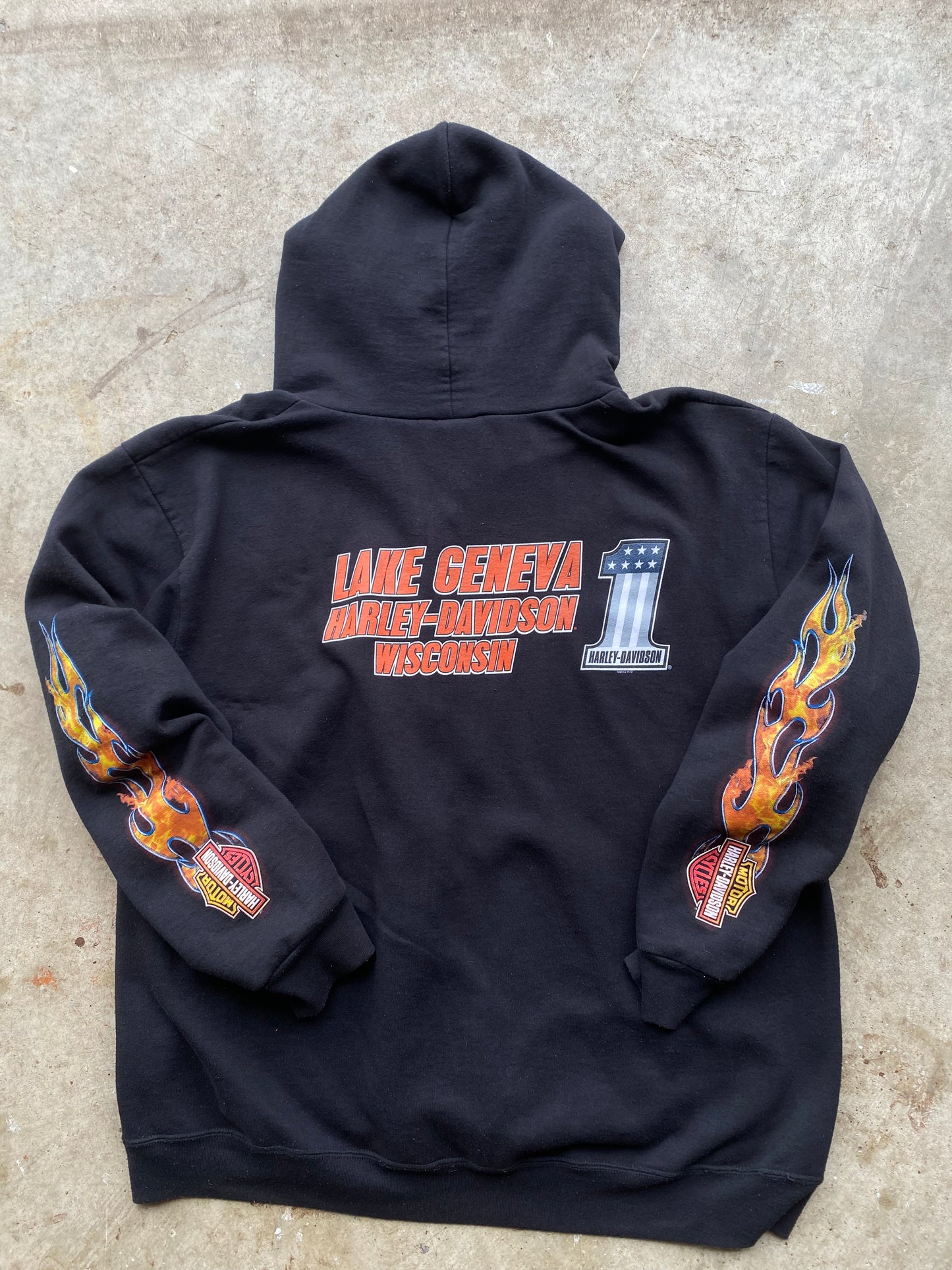 Harley Davidson flaming shield hoodie size extra large