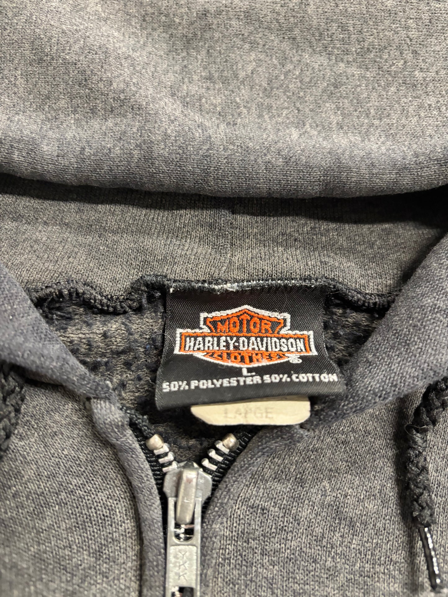 Vintage Harley Davidson Smoked out inferno flame zip up hoodie size large