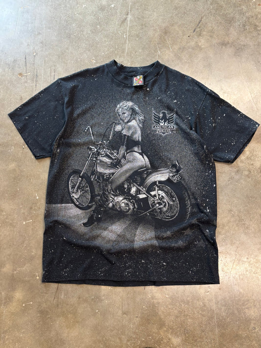 Vintage 3D Emblem Biker girl shirt size XL