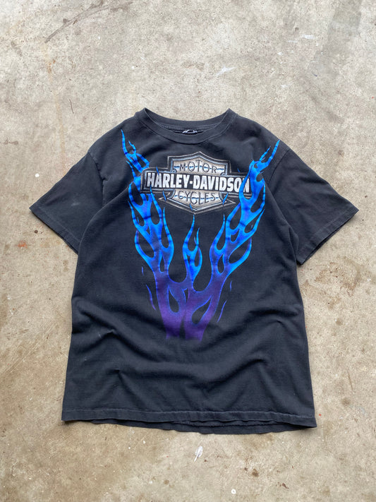 Vintage Harley Davidson Blue Flame shirt size large