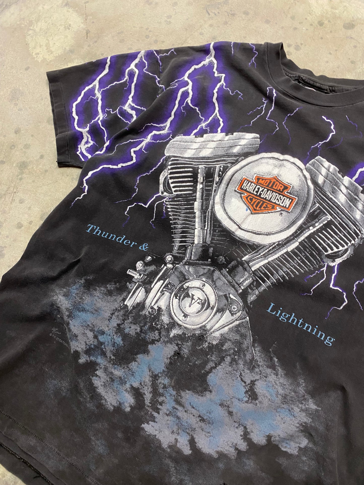 Vintage Harley Davidson Lightning purple AOP size extra large