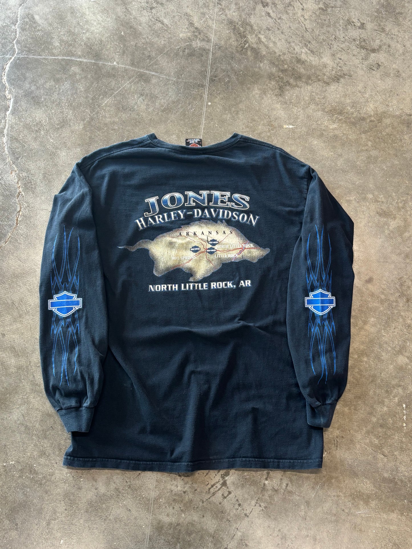 Vintage Harley Davidson blue flame long sleeve size large