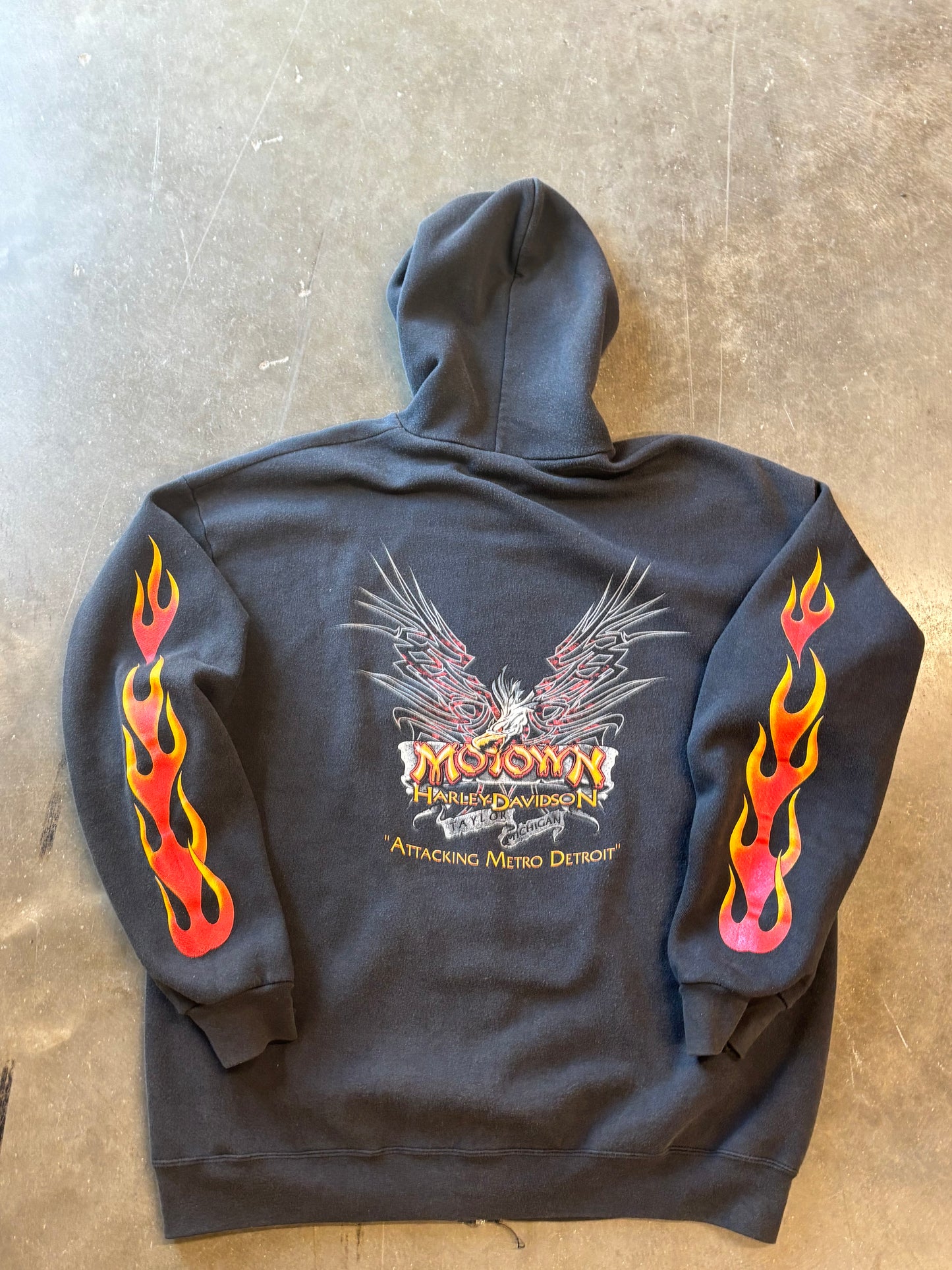 Vintage Harley Davidson Flame zip size extra large
