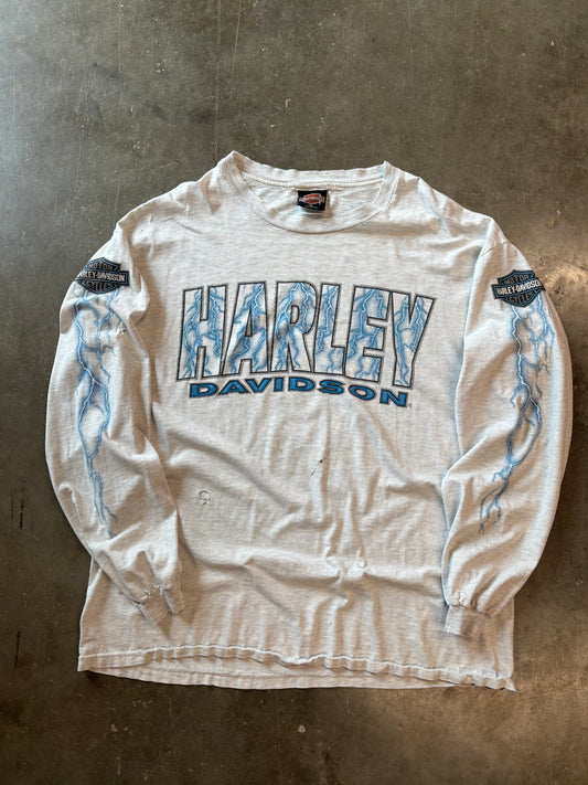 Vintage Harley Davidson thrashed grey lightning shirt size xl