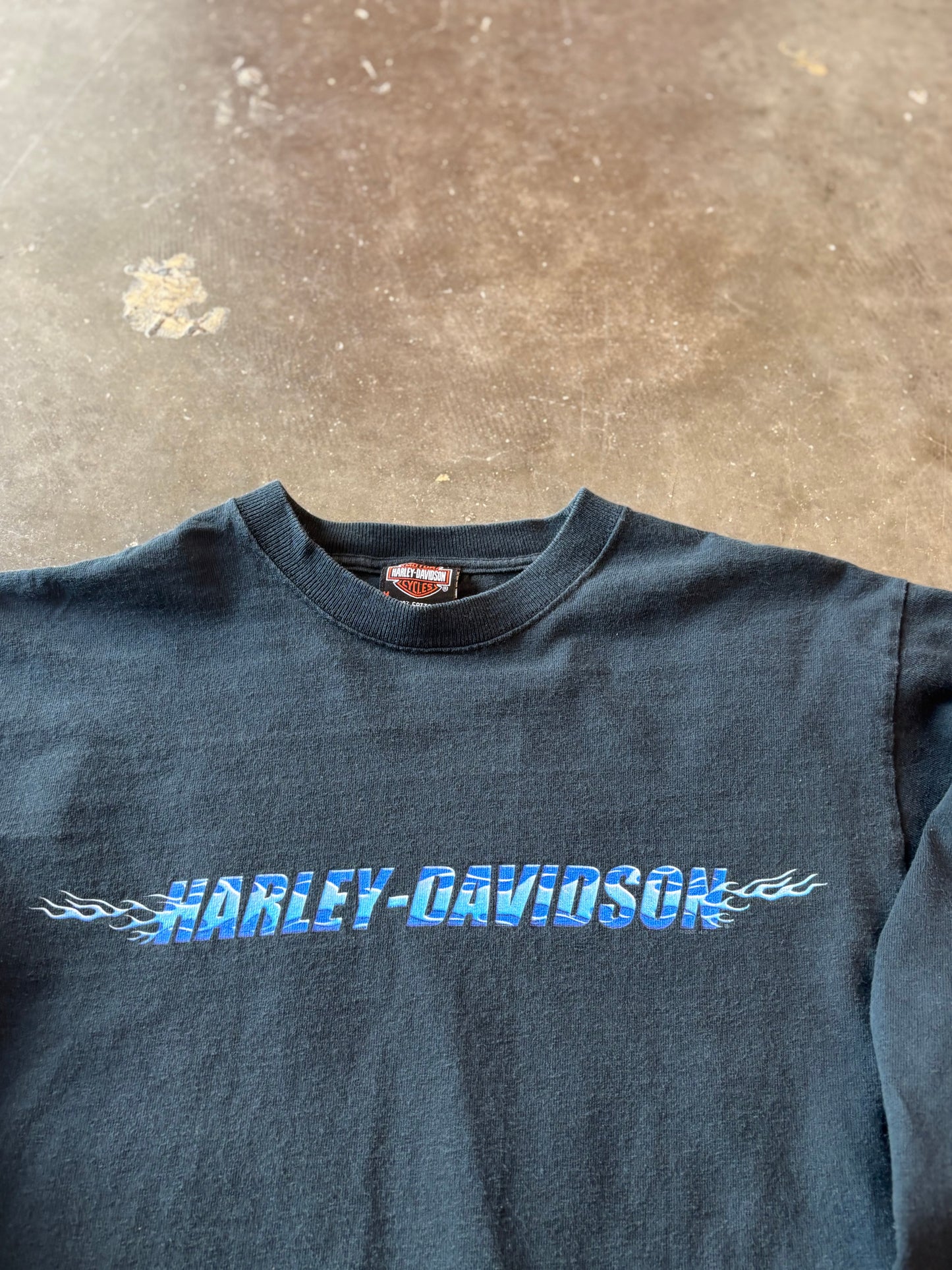Vintage Harley Davidson blue flame long sleeve size medium