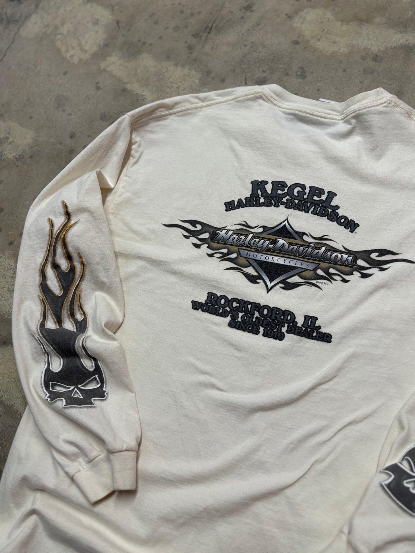 Vintage Harley Davidson grey and yellow long sleeve size xl