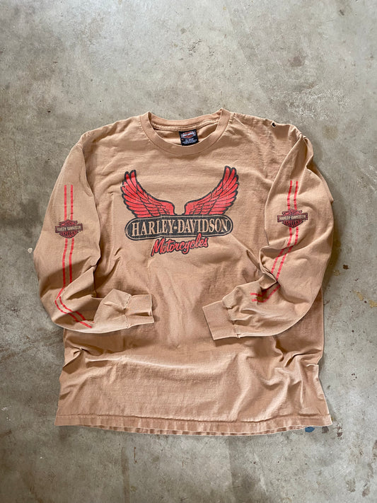 Vintage Earth Tone Harley Davidson Long sleeve Size XL