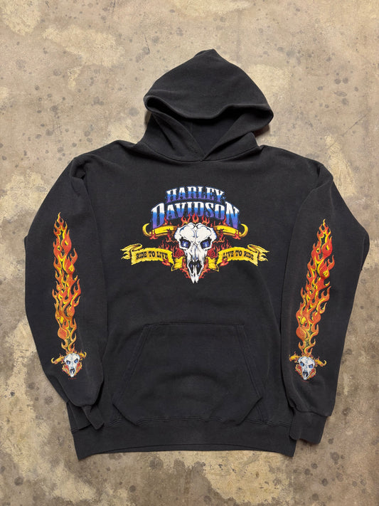 Vintage Harley Davidson Flame Sleeve hoodie size large